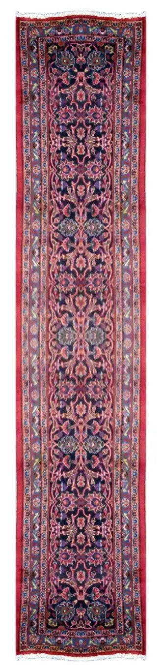 Iranian Persian Hand-Knotted Rug Made With Natural Wool & Cotton Color Red & Black 328 X 75Cm Pan0